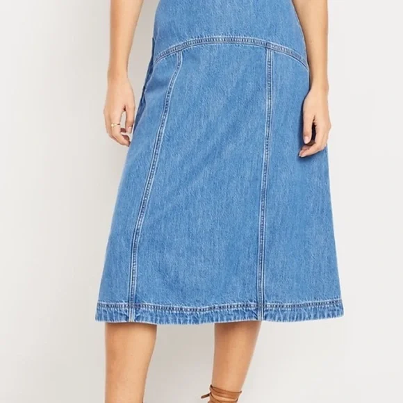 Old Navy High Rise Denim Coastal Cowgirl Rodeo Drapey Denim Maxi Skirt Size 6 - Picture 2 of 9